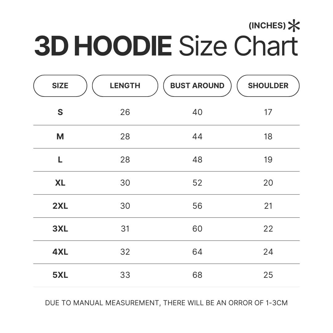 3D Hoodie Size Chart - Good Mythical Morning Store