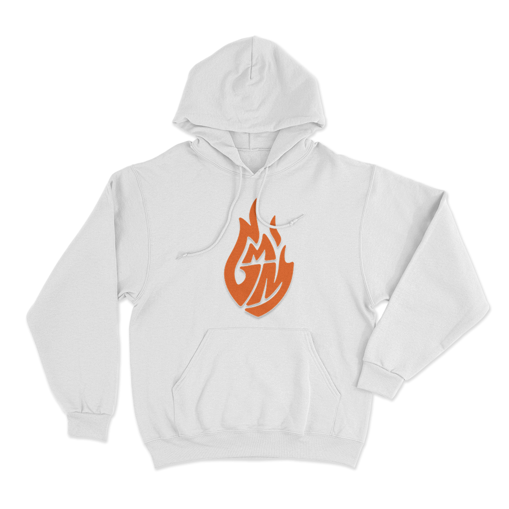 GMM Orange Flame Logo Unisex Hoodie White GMM Orange Flame Logo Unisex Hoodie White