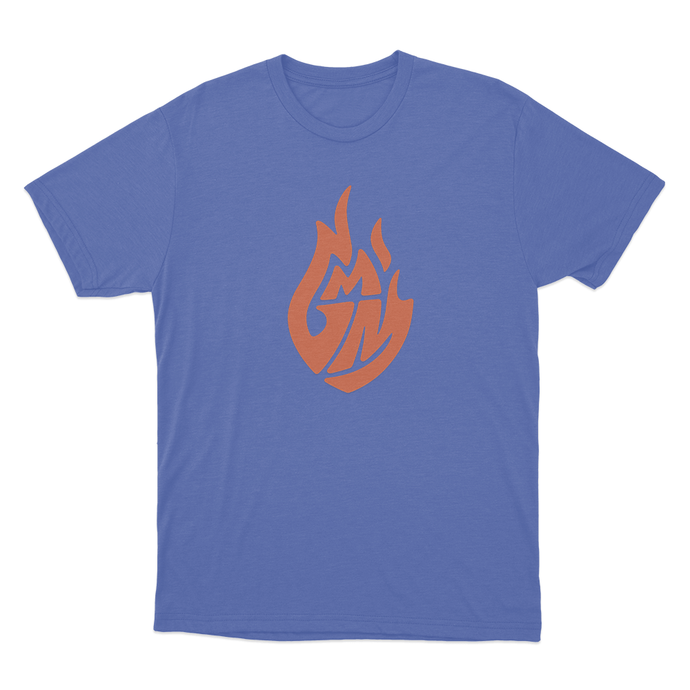 GMM Orange Flame Logo Unisex T Shirt Blue GMM Orange Flame Logo Unisex T Shirt Blue