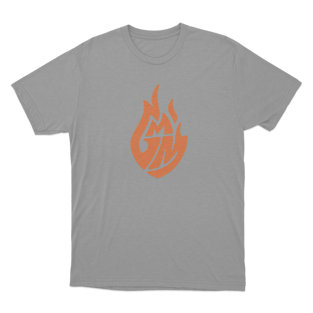 GMM Orange Flame Logo Unisex T Shirt Grey GMM Orange Flame Logo Unisex T Shirt Grey