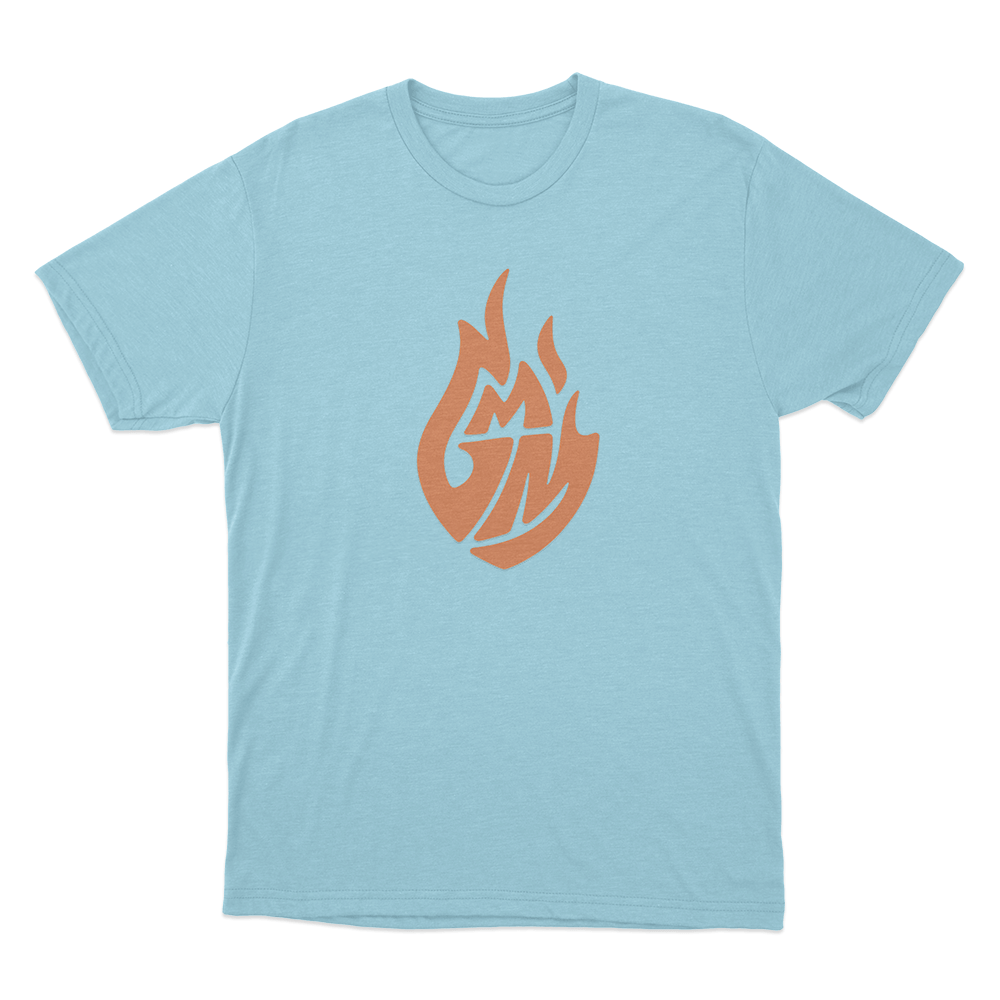 GMM Orange Flame Logo Unisex T Shirt Sky Blue GMM Orange Flame Logo Unisex T Shirt Sky Blue