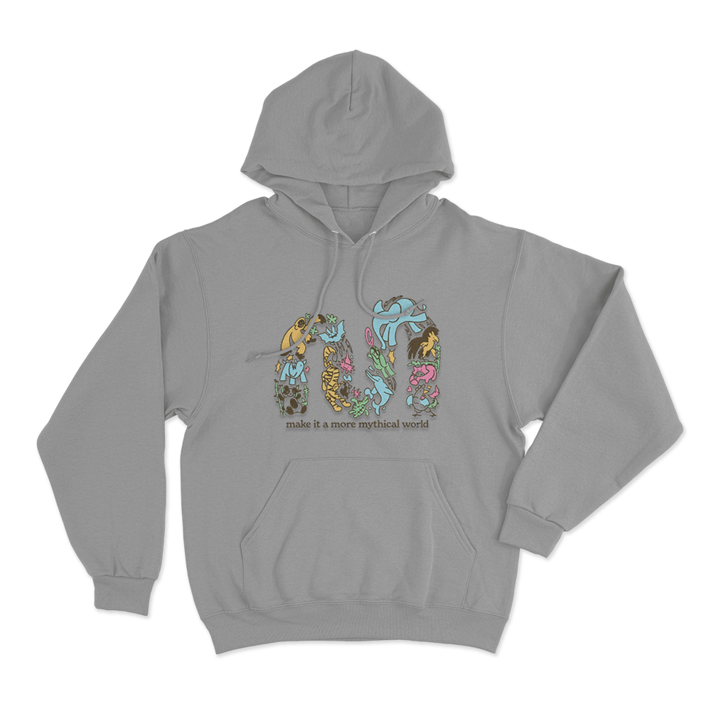 Make It A More Mythical World Animals Unisex Hoodie Grey Make It A More Mythical World Animals Unisex Hoodie Grey