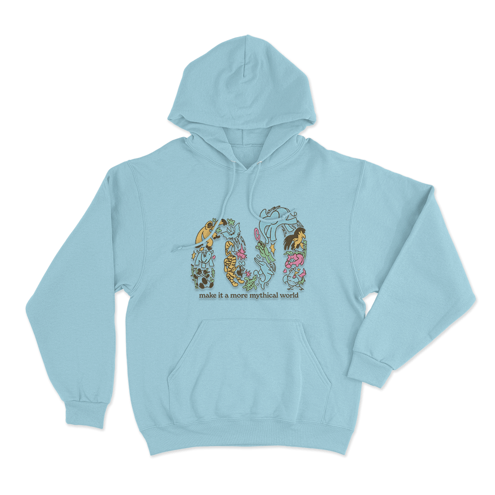 Make It A More Mythical World Animals Unisex Hoodie Sky Blue Make It A More Mythical World Animals Unisex Hoodie Sky Blue