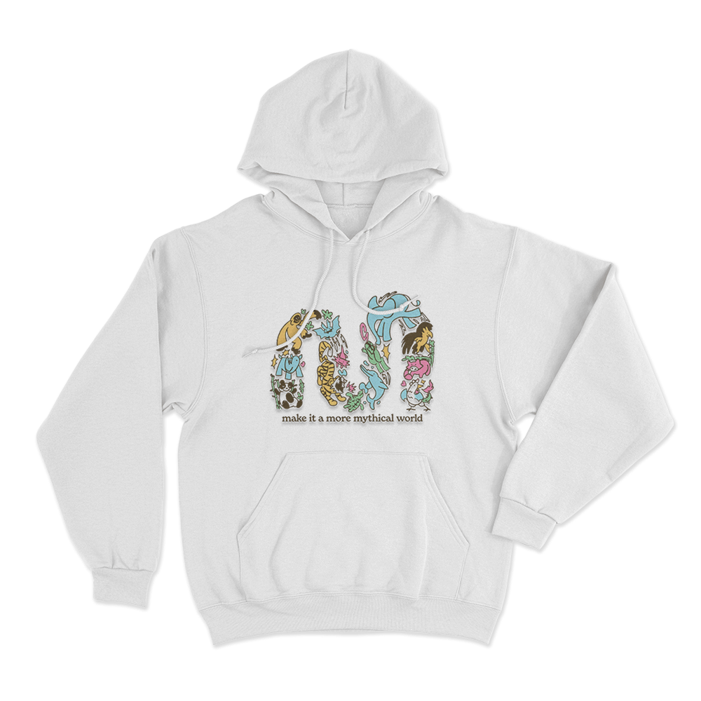 Make It A More Mythical World Animals Unisex Hoodie White Make It A More Mythical World Animals Unisex Hoodie White