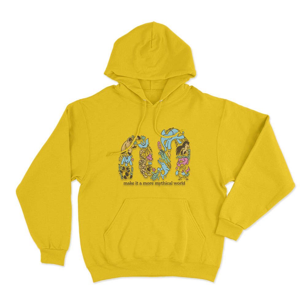 Make It A More Mythical World Animals Unisex Hoodie Yellow Make It A More Mythical World Animals Unisex Hoodie Yellow