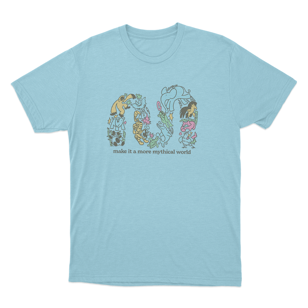 Make It A More Mythical World Animals Unisex T Shirt Sky Blue Make It A More Mythical World Animals Unisex T Shirt Sky Blue