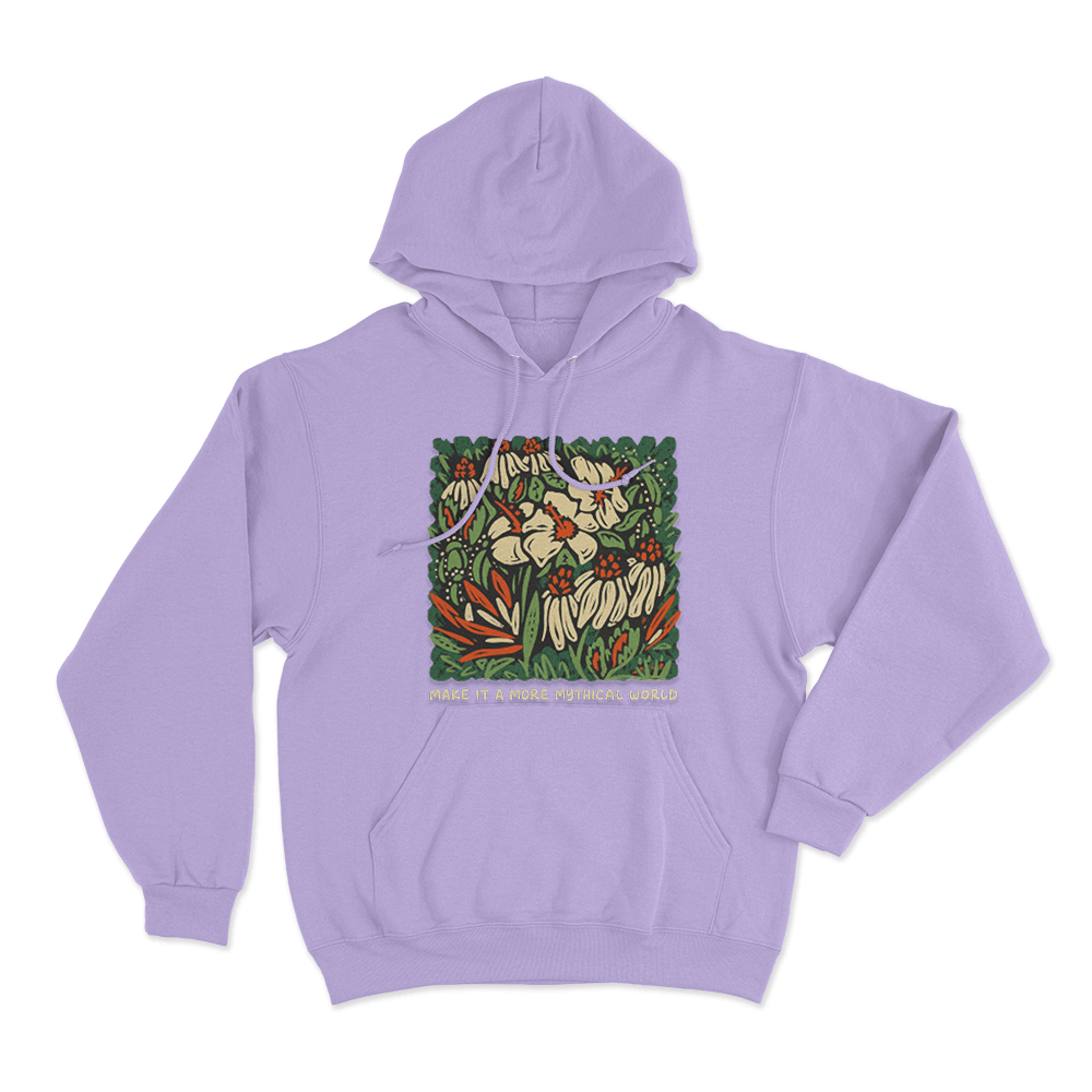 Make It A More Mythical World Floral Unisex Hoodie Purple Make It A More Mythical World Floral Unisex Hoodie Purple