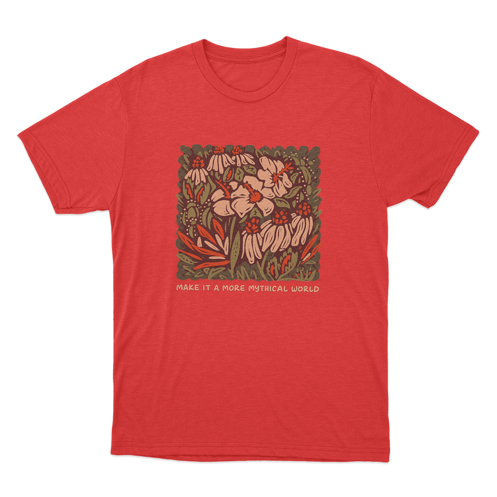 Make It A More Mythical World Floral Unisex T Shirt Red Make It A More Mythical World Floral Unisex T Shirt Red