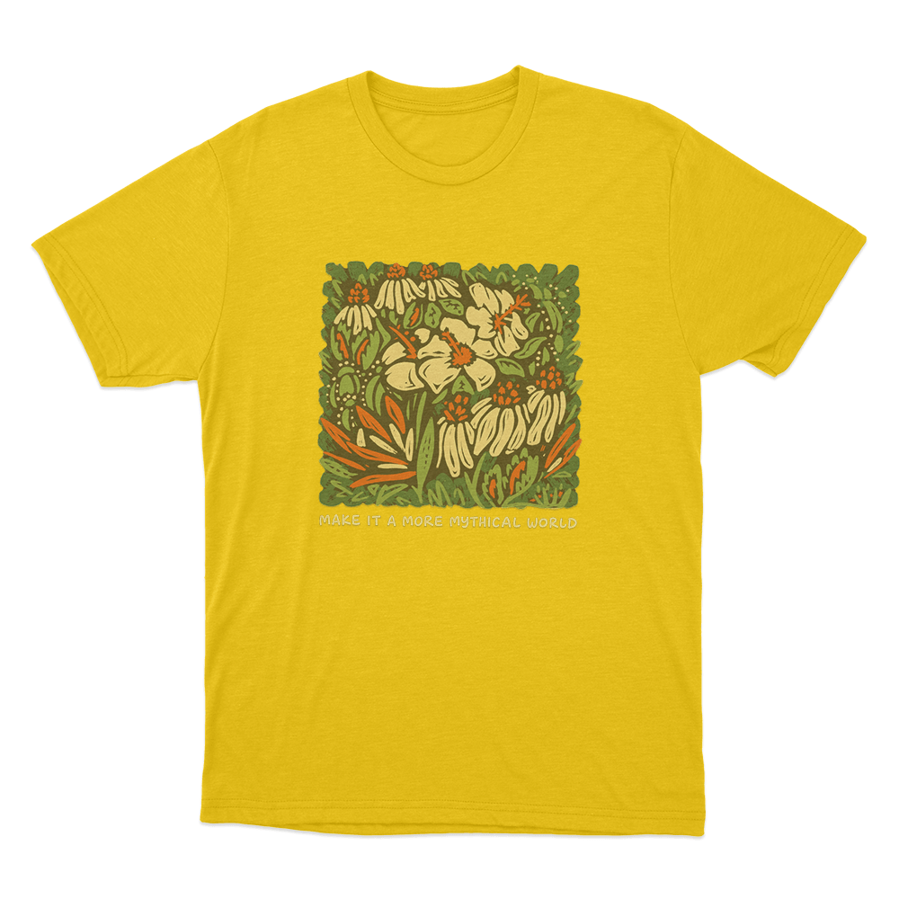 Make It A More Mythical World Floral Unisex T Shirt Yellow Make It A More Mythical World Floral Unisex T Shirt Yellow